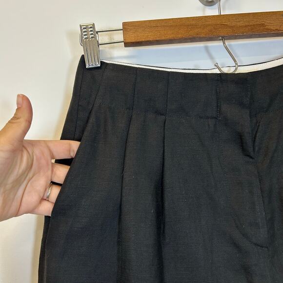 New River Seamless Modernism Old Money Linen Pleated Black Shorts women's S - Picture 8 of 8
